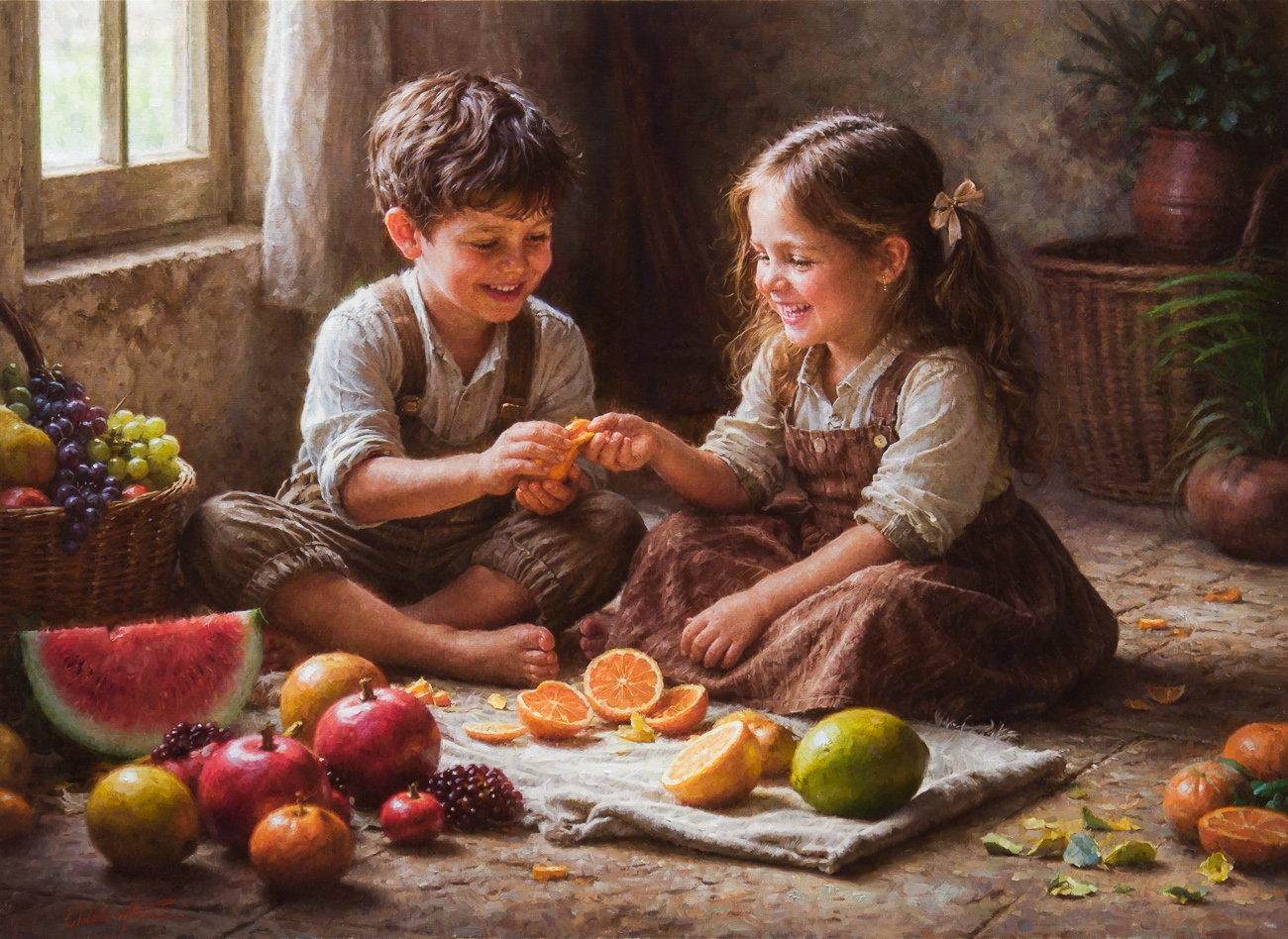 A partilha, Shared Fruit, 80 x 110cm, 31,5 x 43,3 in Clodoaldo Martins 2026.jpg